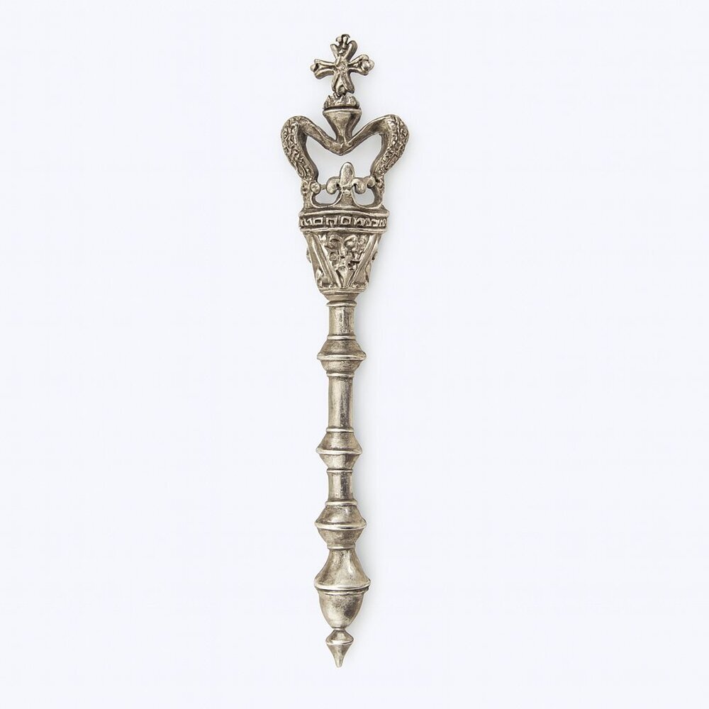Vintage Royal Crown Scepter Silver Tone Royal Crown Scepter Brooch Pin